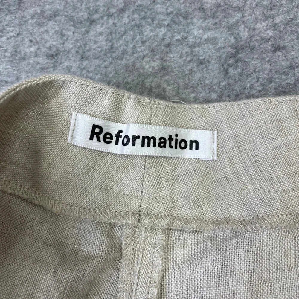 Reformation Veda High Waisted Wide Leg Linen Pants 8 Oatmeal Beige Bohemian